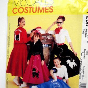 Vintage Adult Costume Pattern UNCUT Poodle Skirt Pinkie Jacket, Rock N Roll Soda